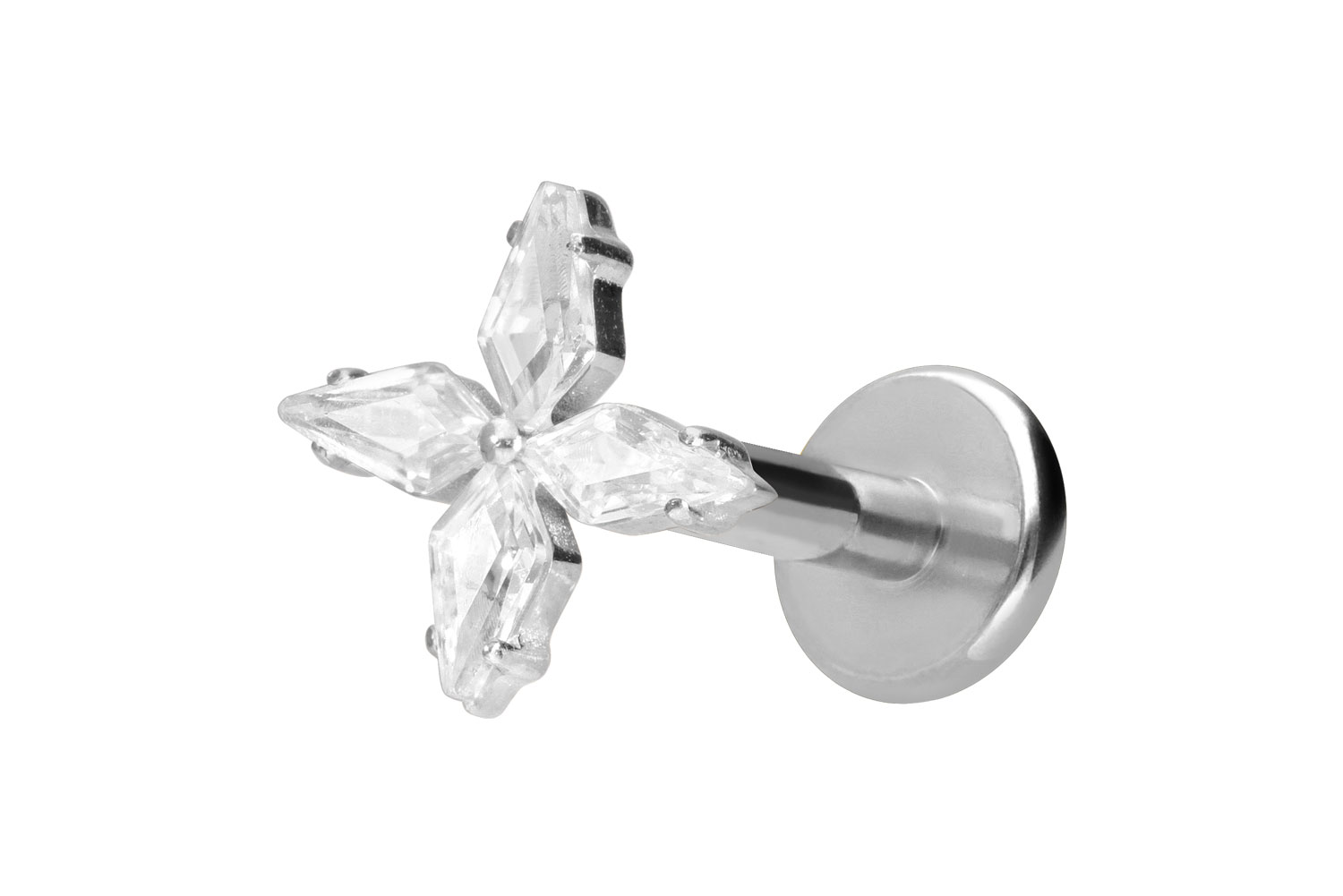 Titan Labret Piercing mit Innengewinde KRISTALLSTERN
